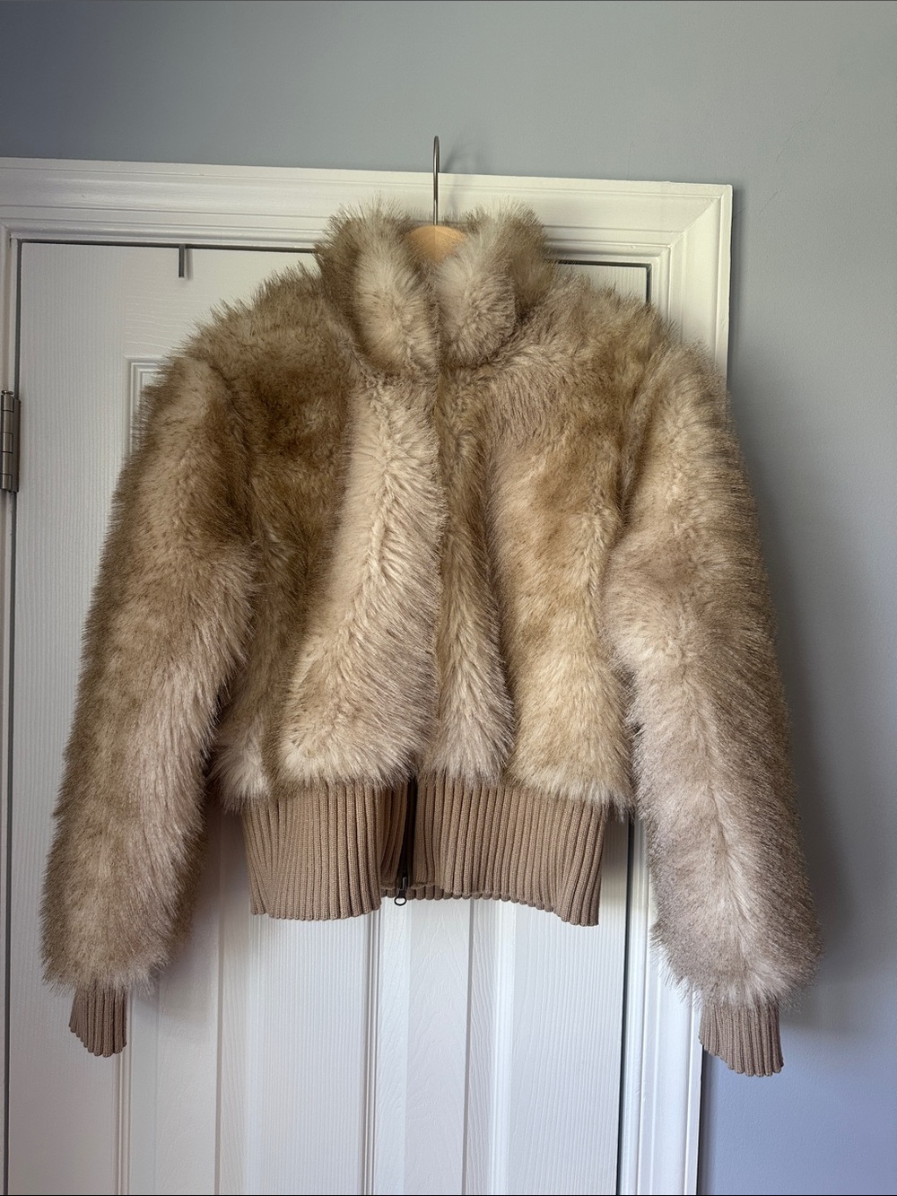 Anthropologie Faux Fur Bomber Jacket